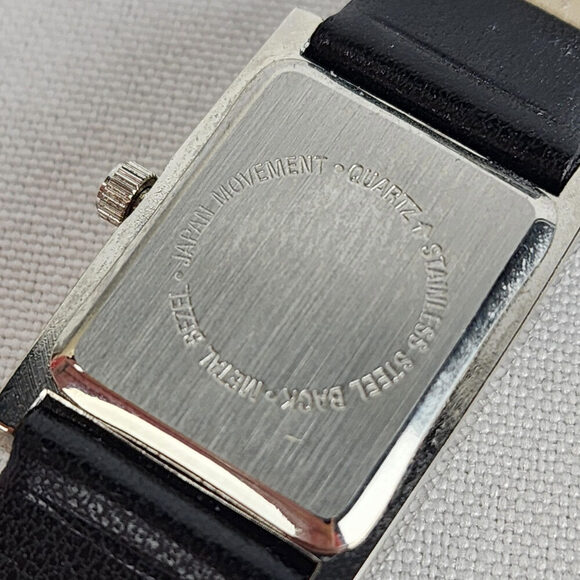 Black Leather Silver Rhinestone M Watch - Picture 6 of 8